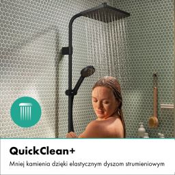 Hansgrohe Activera Q zestaw prysznicowy ścienny z deszczownicą czarny mat 28757670