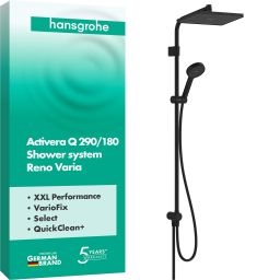 Hansgrohe Activera Q zestaw prysznicowy ścienny z deszczownicą czarny mat 28757670
