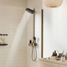 Hansgrohe Pulsify S zestaw prysznicowy ścienny termostatyczny z deszczownicą brąz szczotkowany 24241140