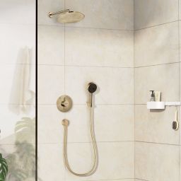 Hansgrohe Crometta zestaw prysznicowy podtynkowy z deszczownicą złoty  szczotkowany 88002392