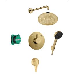 Hansgrohe Crometta zestaw prysznicowy podtynkowy z deszczownicą złoty  szczotkowany 88002392