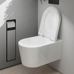 Zestaw Hansgrohe EluPura S miska WC z deską sedesową wolnoopadającą wisząca bez kołnierza spłukiwanie wirowe biały (62024450, 60148450)