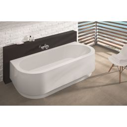 Hoesch Happy D. wanna owalna 180x80 cm przyścienna z obudową biała 6181.010