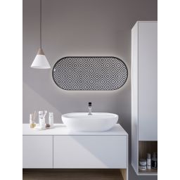 HoM Akasaka lustro 60x120 cm rama stalowa czarny oświetlenie zewnętrzne LED A-60x120-BLC50x4-ON