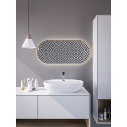 HoM Akasaka lustro 60x120 cm rama stalowa złoty oświetlenie zewnętrzne LED A-60x120-GO50x4-ON