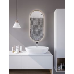 HoM Akasaka lustro 60x120 cm rama stalowa złoty oświetlenie zewnętrzne LED A-60x120-GO50x4-ON