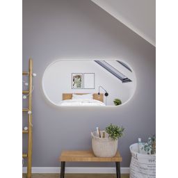 HoM Akasaka lustro 60x120 cm rama stalowa biały oświetlenie zewnętrzne LED A-60x120-W50x4-ON