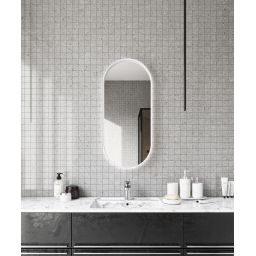 HoM Akasaka lustro 60x120 cm rama stalowa biały oświetlenie zewnętrzne LED A-60x120-W50x4-ON