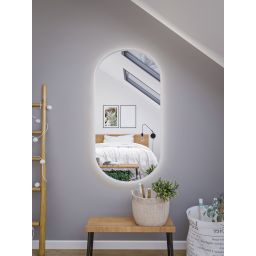 HoM Akasaka lustro 60x120 cm rama stalowa biały oświetlenie zewnętrzne LED A-60x120-W50x4-ON