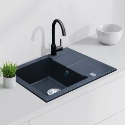 iceBerg San zlewozmywak 59x50 cm z baterią kuchenną Mango onyx metallic/czarny mat ZZB1411ABM