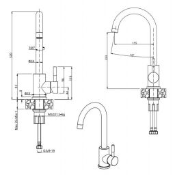 iceBerg Uno zlewozmywak 50x40 cm z baterią kuchenną Mango onyx metalic/czarny mat ZZB14103BM