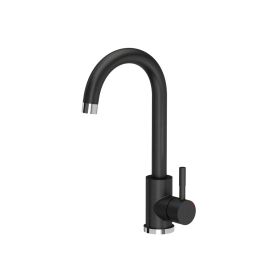 iceBerg Uno zlewozmywak 50x40 cm z baterią kuchenną Mango onyx metalic/czarny mat ZZB14103BM