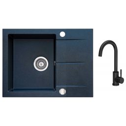 iceBerg San zlewozmywak 59x50 cm z baterią kuchenną Mango onyx metallic/czarny mat ZZB1411ABB