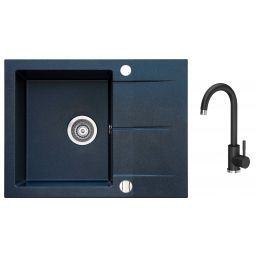 iceBerg San zlewozmywak 59x50 cm z baterią kuchenną Mango onyx metallic/czarny mat ZZB1411ABM