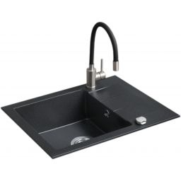 iceBerg Flex zlewozmywak z baterią 58x44 cm granitowy czarny ZZF1411ABFIX