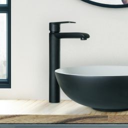 Invena Siros bateria umywalkowa stojąca wysoka czarny mat BU-90-W04