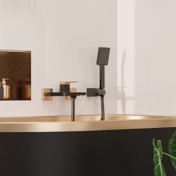Invena Midnight bateria wannowo-prysznicowa ścienna czarny mat/różowe złoto BW-35-014