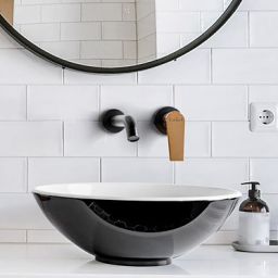 Invena Midnight bateria umywalkowa podtynkowa czarny mat/różowe złoto BP-35-U14