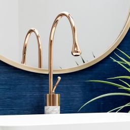 Invena Gabro bateria umywalkowa stojąca biały/miedź BU-33-W18