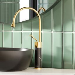 Invena Gabro bateria umywalkowa stojąca czarny/złoty BU-33-W17