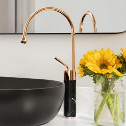 Invena Gabro bateria umywalkowa stojąca czarny/miedź BU-33-W14