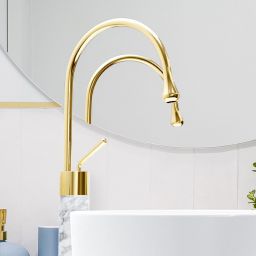 Invena Gabro bateria umywalkowa stojąca biały/złoty BU-33-W13