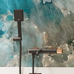 Invena Moonlight bateria wannowo-prysznicowa ścienna czarna-złota BW-77-014