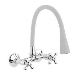 Invena Roma bateria kuchenna ścienna z elastyczną wylewką chrom/szary BC-24-E5S