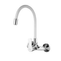 Invena Verso bateria kuchenna ścienna z elastyczną wylewką chrom/biały BC-82-E2S