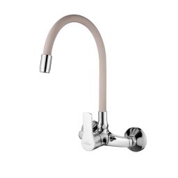 Outlet - Invena Verso bateria kuchenna ścienna z elastyczną wylewką chrom/beż BC-82-E3S