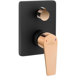 Invena Midnight bateria wannowo-prysznicowa podtynkowa czarny mat/różowe złoto BP-35-002