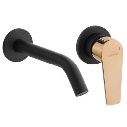 Invena Midnight bateria umywalkowa podtynkowa czarny mat/różowe złoto BP-35-U14