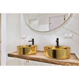 Invena Glamour bateria umywalkowa stojąca wysoka czarny mat BU-02-W04