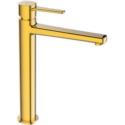 Invena Glamour bateria umywalkowa stojąca wysoka złoty połysk BU-02-W09