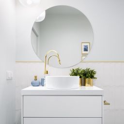 Invena Gabro bateria umywalkowa stojąca biały/miedź BU-33-W18