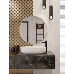 Invena Midnight bateria umywalkowa stojąca czarny mat/różowe złoto BU-35-W14