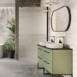 Invena Alonia bateria umywalkowa stojąca złota szczotkowana BU-70-W09