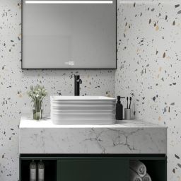 Invena Kalitea bateria umywalkowa stojąca wysoka czarna BU72W04