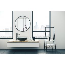 Invena Siros bateria umywalkowa stojąca wysoka czarny mat BU-90-W04