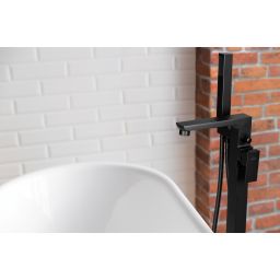 Invena Paros bateria wannowo-prysznicowa wolnostojąca czarny mat BW-09-W04