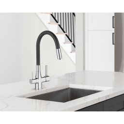 Invena Glamour bateria kuchenna z filtrem stojąca chrom-czarna BZ02F08