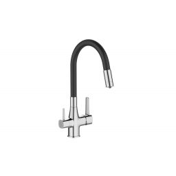 Invena Glamour bateria kuchenna z filtrem stojąca chrom-czarna BZ02F08