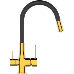 Invena Glamour bateria kuchenna z filtrem stojąca czarny/złoty BZ-02-F09