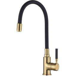 Invena Glamour bateria kuchenna stojąca z elastyczną wylewką złoty/czarny mat BZ-02-L17