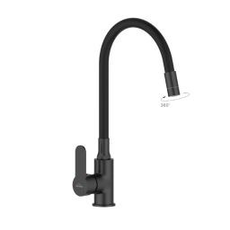 Invena Ksanti bateria kuchenna stojąca z elastyczną wylewką czarny BZ-37-004