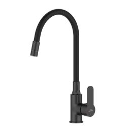 Invena Ksanti bateria kuchenna stojąca z elastyczną wylewką czarny BZ-37-004