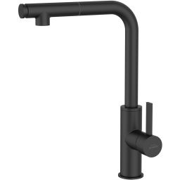 Invena Preto bateria kuchenna stojąca z wyciąganą wylewką czarny mat BZ-48-W04