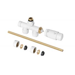 Invena PROV zawór do dolnego podłączenia zespolony jednootworowy duoplex biały połysk CZ87B15