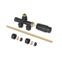 Outlet - Invena PROV zawór do dolnego podłączenia zespolony jednootworowy duoplex czarny mat CZ87C15