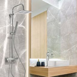 Invena Svart zestaw prysznicowy ścienny termostatyczny z deszczownicą chrom AU-85-001